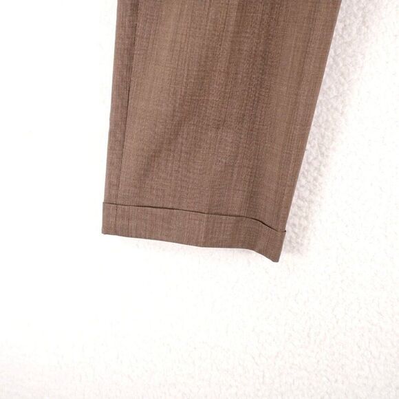 Brooks Brothers 1818 Madison Wool Beige Birdseye Pleated Cuff Dress Pants 38/30 - Picture 2 of 8